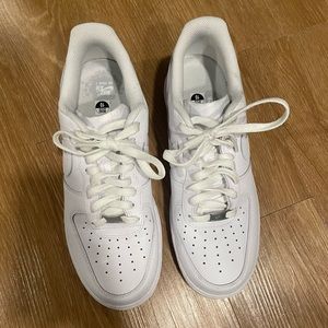Men’s white Air Force 1’s low- worn once